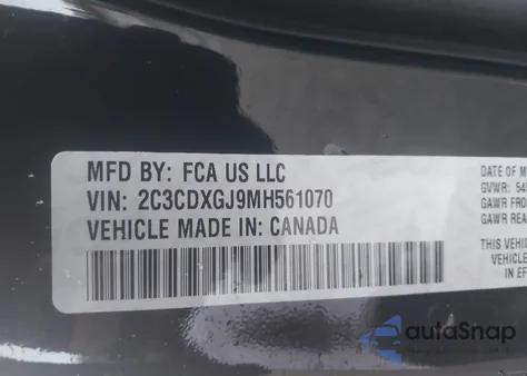 2021 Dodge Charger Scat Pack Widebody Rwd из США, поврежденный, VIN 2C3CDXGJ9MH561070